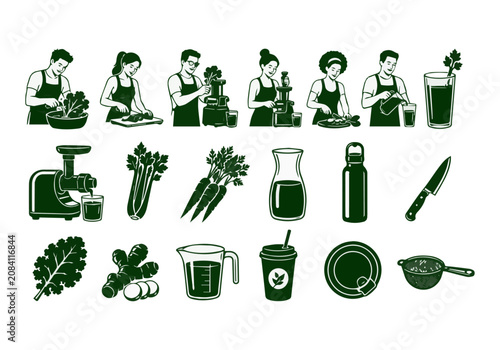 Bild auf Leinwand Illustration of Brewing icons and equipment collection