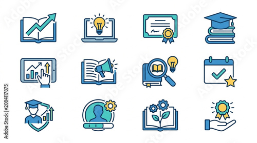 Education and Learning Icons Set.