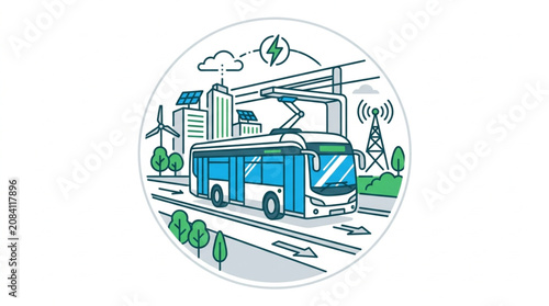 Electric bus charging in a smart city with renewable energy sources.