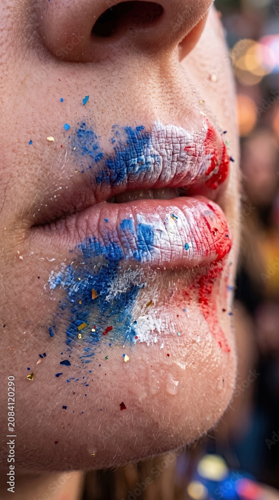 Fototapeta premium France flag celebration crowd closeup on Bastille Day festival