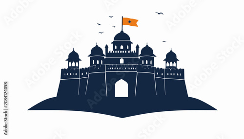 Silhouette of Indian Fort Architecture.