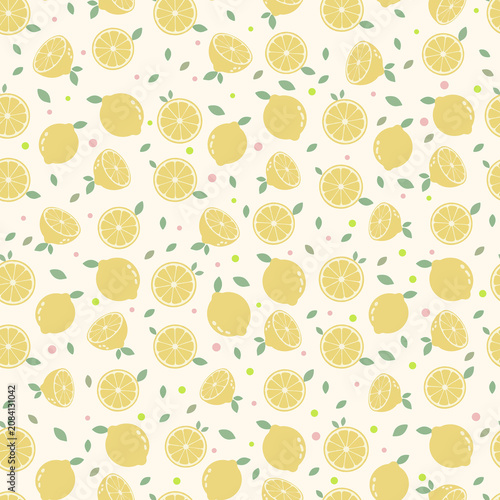 Sweet Lemon Fruit Repeat Pattern-Cream