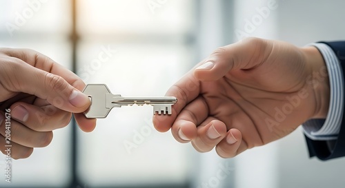 Real Estate Agent Handing Over House Key to New Homeowner