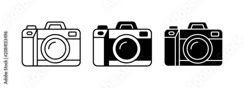 Fotografía Camera Icons Set, Vintage and Modern Photography Equipment, Vector Graphics for