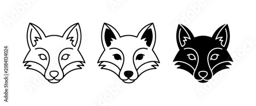 Tableau sur toile Fox Head Icons: Minimalist Line Art and Silhouette Vector Graphics for Wildlife