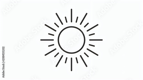 Simple sun icon with rays on white background