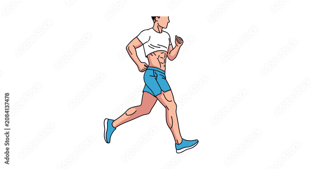 Obraz premium Dynamic illustration of a man running with determination.