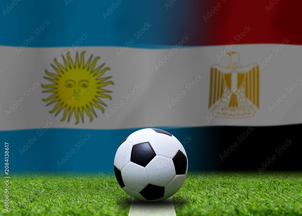 Naklejka premium Football Cup competition between the national Argentine and national Egypt.