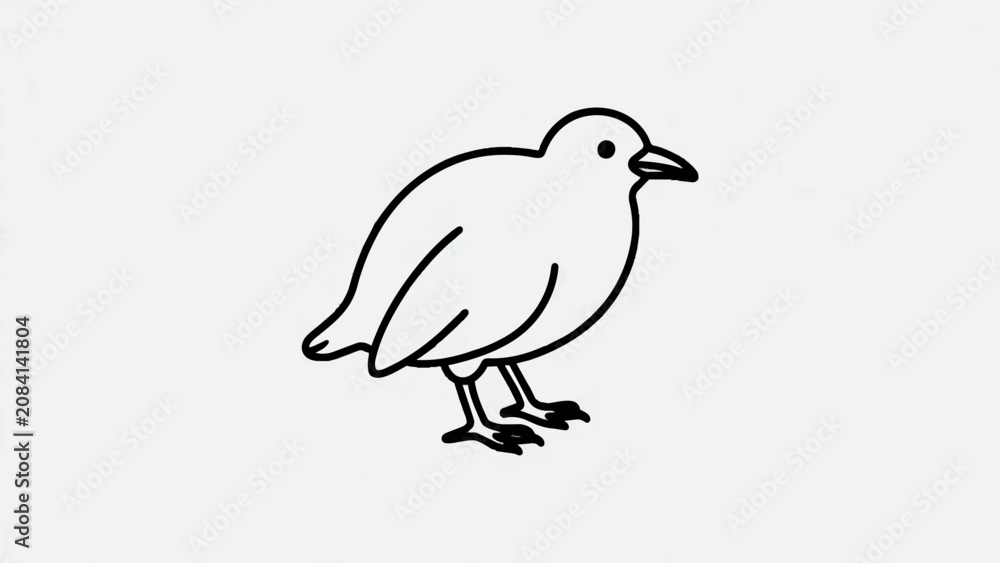Fototapeta premium Minimalist Line Art Illustration of Cute Kiwi Bird