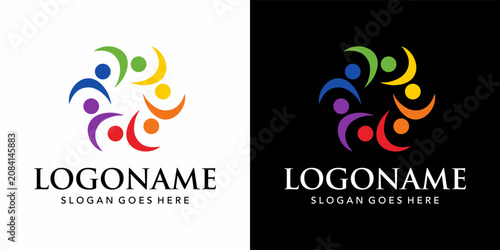 Tableau sur toile community vector logo of colorful people image