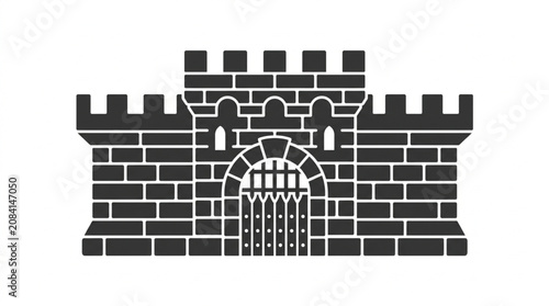 Photos Medieval Fortress Gatehouse Silhouette Icon.
