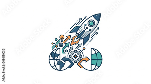Rocket Launching from Earth with Technology Elements.