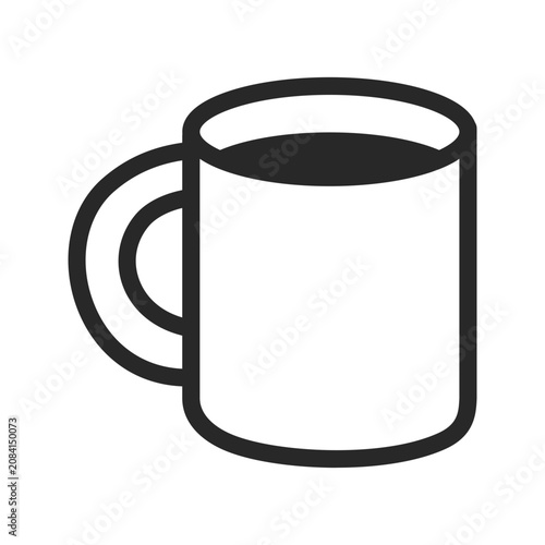 Coffee mug. Mug with beverage. Refreshment, lifestyle, drink concepts. Simple outlined vector design isolated illustration.