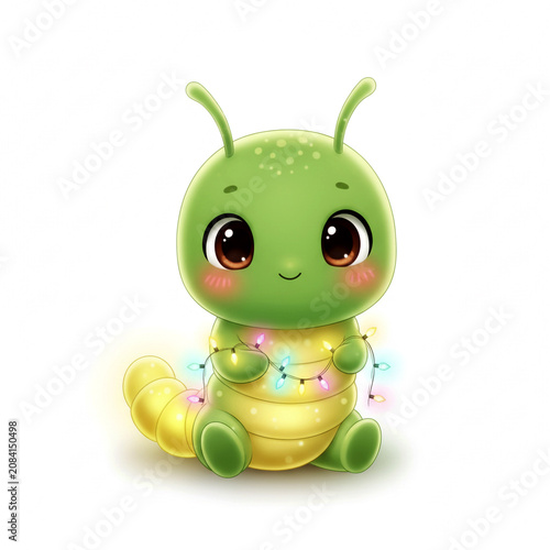 Cute Glowing Firefly Character Wrapped in Sparkly Fairy Lights