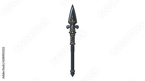 Fotografi Ornate medieval spear weapon isolated on white background.