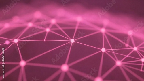 Abstract Pink Plexus Network with Connected Glowing Dots and Lines forming a Sphere