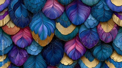 Maximalist Feather Pattern in Jewel Tones