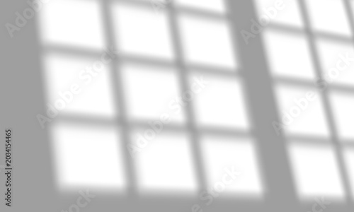 Soft window frame light grid shadow on transparent background