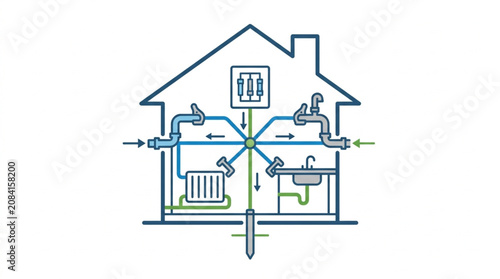 Home ventilation system diagram showing air flow and components.