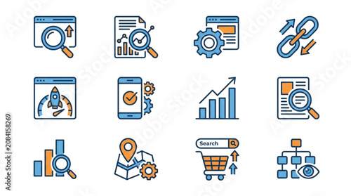 Search Engine Optimization Icons Set Digital Marketing Concepts.