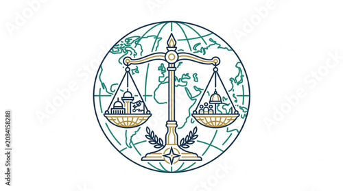 Scales of Justice Symbolizing Global Law and Fairness.