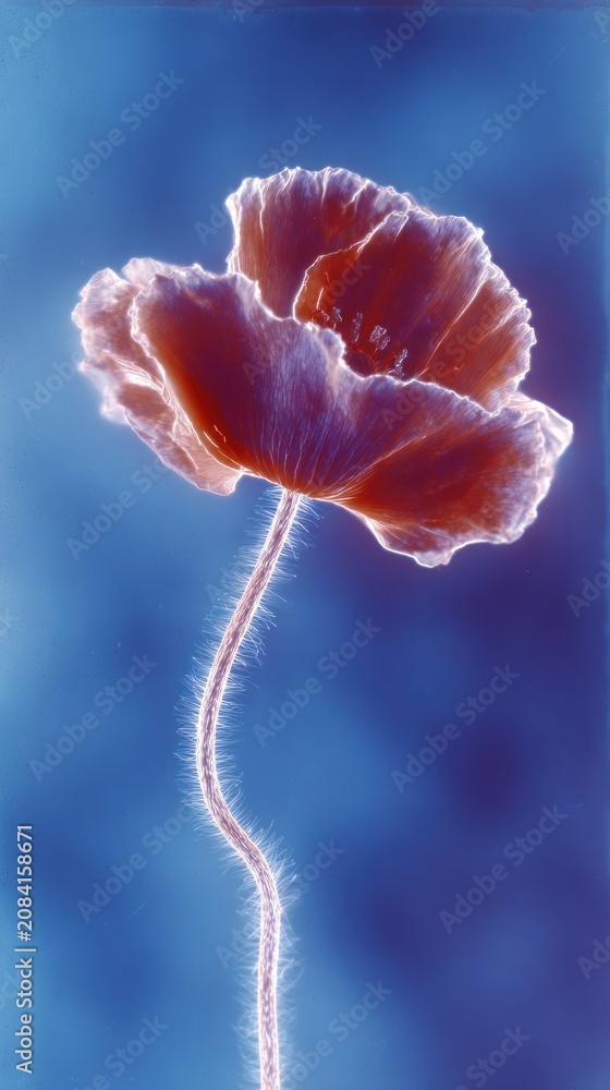 Fototapeta premium Ethereal glowing poppy silhouette