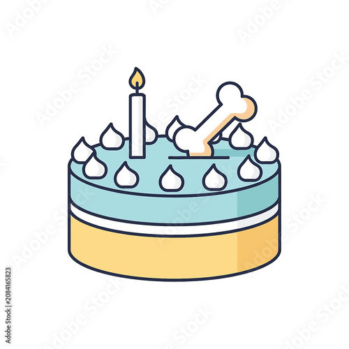 Birthday cake with bone on top.