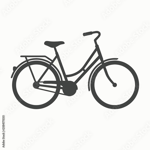 Black bicycle with fender and rack.