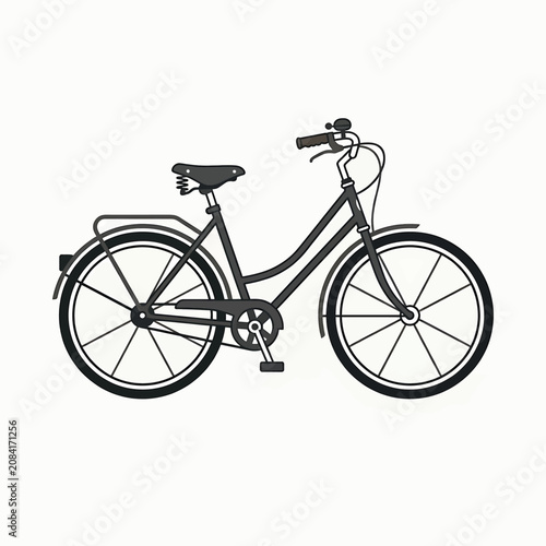 Black bicycle with thin tires.