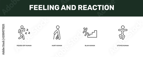 Canvastavla feeling and reaction icon set with pissed off human, hurt human, blah human, stu