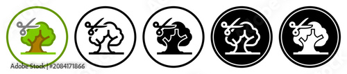 Fotografija Flat pruning icons in outline, solid, and inverted styles