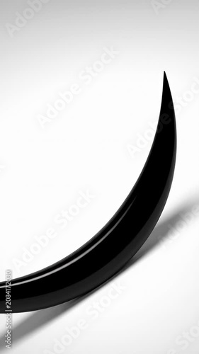 Sleek curved black abstract object on white background.