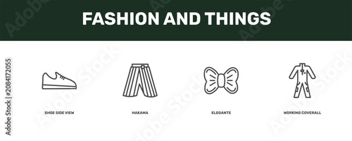 Cuadro en lienzo fashion and things icon set with shoe side view, hakama, elegante, working cover