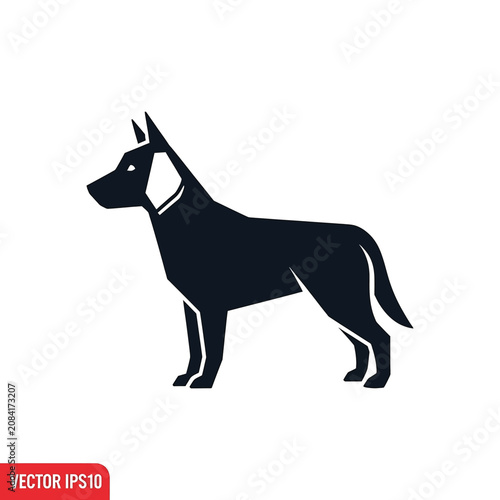 Black Great Dane Dog Silhouette Standing.