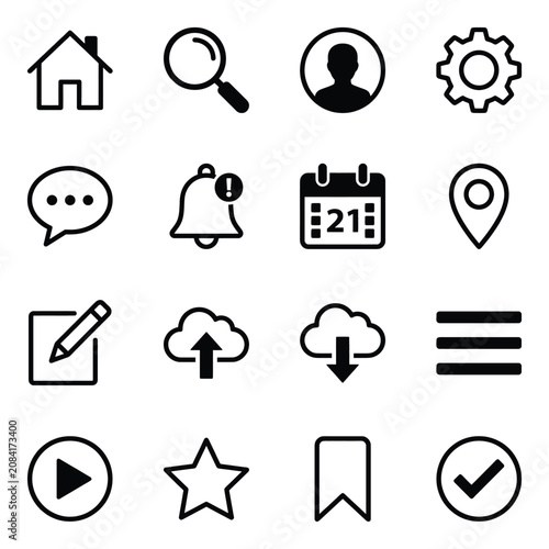 Black icons on white background 1.