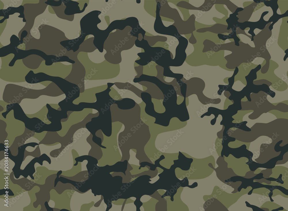 Fototapeta premium Army camouflage background, khaki pattern vector design, hunting print