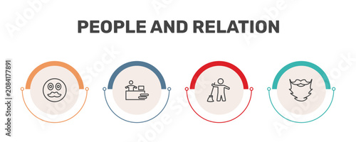Bild auf Leinwand people and relation icon set with hipster smile, assembler, sweeper working, bea