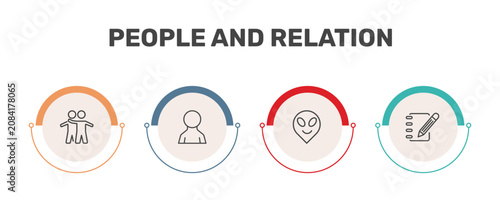 Foto people and relation icon set with hugging, male user, alien smile, pencil and no