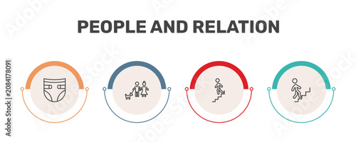 Tableau sur toile people and relation icon set with baby diaper, man girl and dog, downstairs, wal