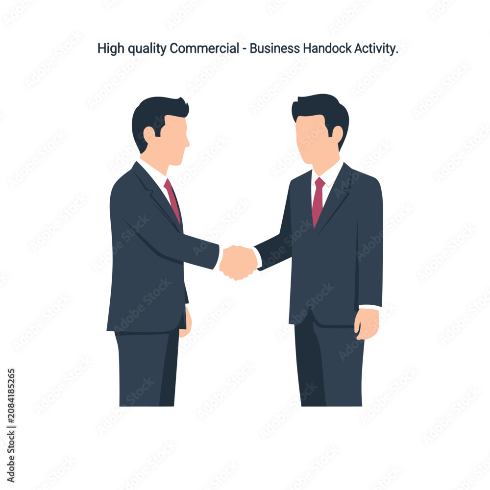 Fototapeta premium Business Professionals Handshake Vector Illustration Showing Two Hands Clasping to Symbolize Partnership, Successful Agreement, Cooperation, and Corporate Networking Deal Activity.