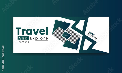 Travel Web Banner Template with Clean Modern Layout for Tour Agency, Vacation, Landing Page and Tourism