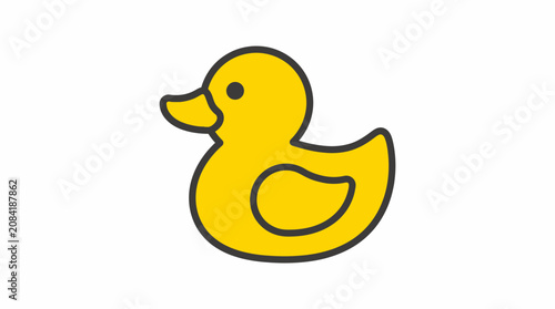 Minimalist Yellow Rubber Duck Icon Vector Illustration for Childrens Bath Toys and Nursery Design
