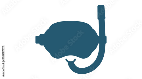 Diving mask and snorkel silhouette icon representing underwater adventure, beach leisure, and summer vacation exploration concepts