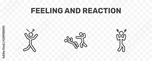 Canvastavla feeling and reaction icon set with surprised human, helpless human, aggravated h