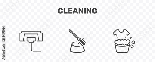Foto cleaning icon set with compress cleanin, toilet brush cleanin, washing cleanin s