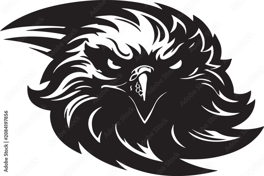 Fototapeta premium Eagle Head Silhouette Black And White Vector Illustration