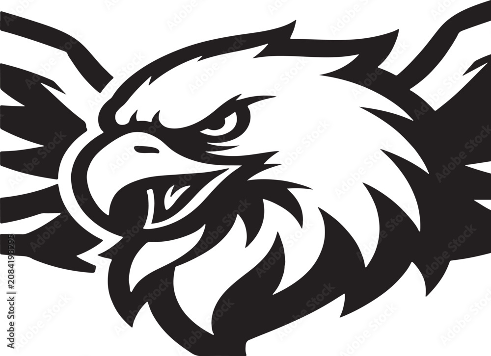 Obraz premium Eagle Head Silhouette Black And White Graphic Design