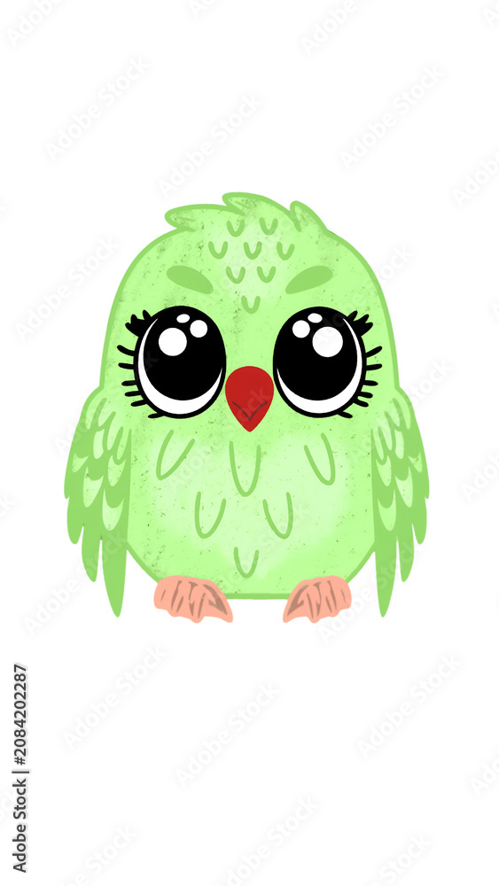 Fototapeta premium green bird cartoon character