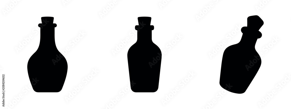 Fotografie Bottle with Cork Icons Set