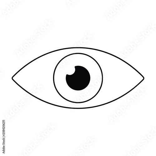 Simple illustration of a human eye with a black pupil  isolated on white